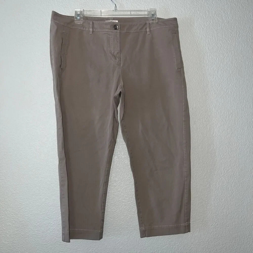 Eileen Fisher Size Large Tan Capri Cropped Pant
